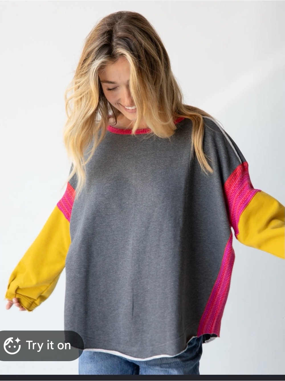 Natural Life knit trim sweatshirt boho size L/XL